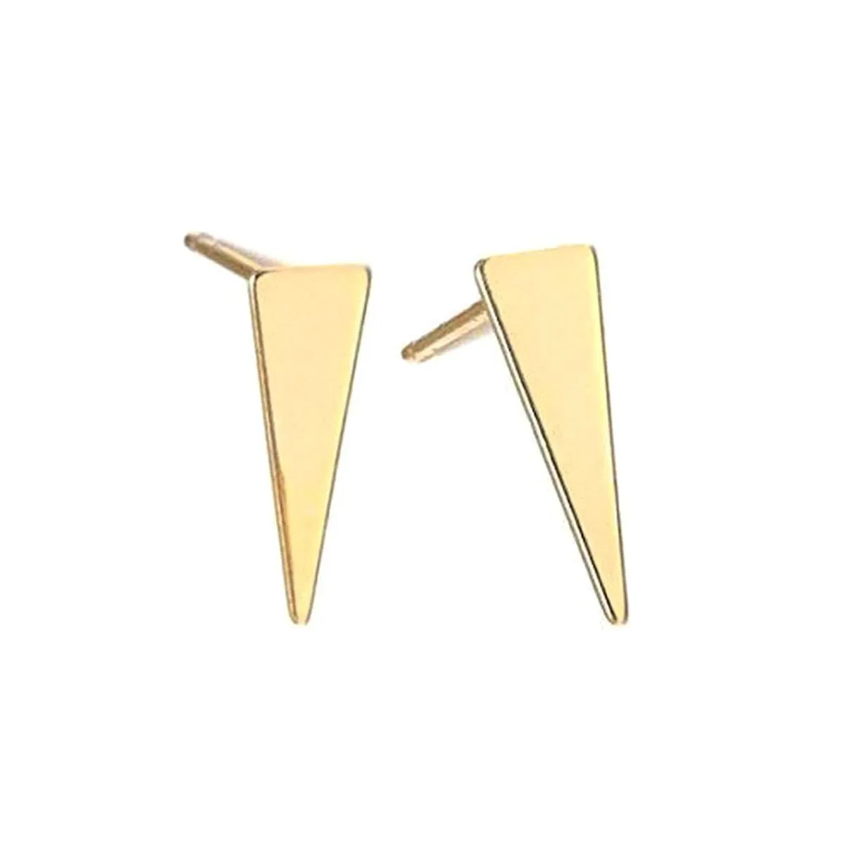 14K Gold Triangle Spike Stud Earrings - Geometric Everyday Tiny Earrings for Women, Non-Allergenic Gold Post Studs
