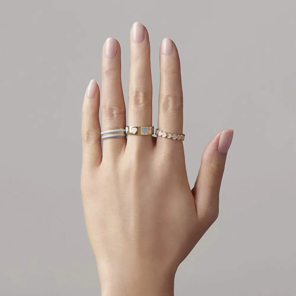 2 PCS Colorful Heart Ring Gold Band Rings Set Cute Love Heart Plain Stackable Finger Ring Wedding Love Promise Ring for Women