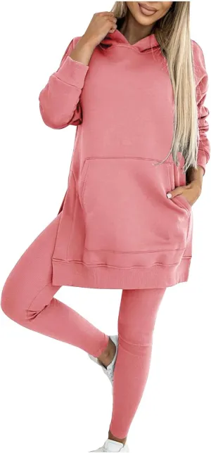2 Piece Set for Women Oversized Hoodies and Leggings Pants Hooded Sweatshirt with Pocket Athletic Outfits
