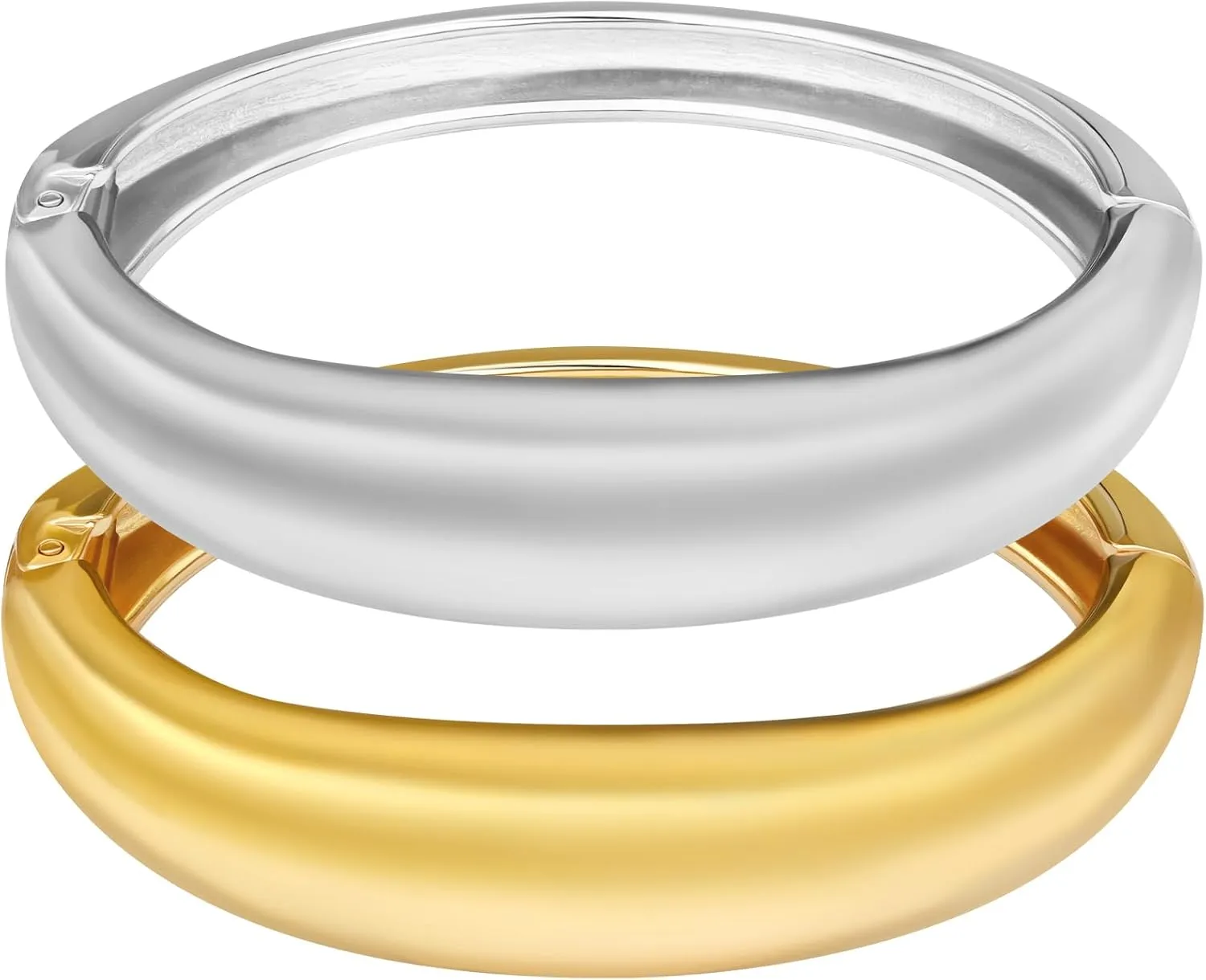 2PCS Chunky Gold Cuff Bangle Bracelets Stack for Women Non Tarnish Trendy, 14K Gold Plated Irregular Open Wide Hinged Thick Chain Wrap Bangles Bracelet Set Arm Jewelry Gifts