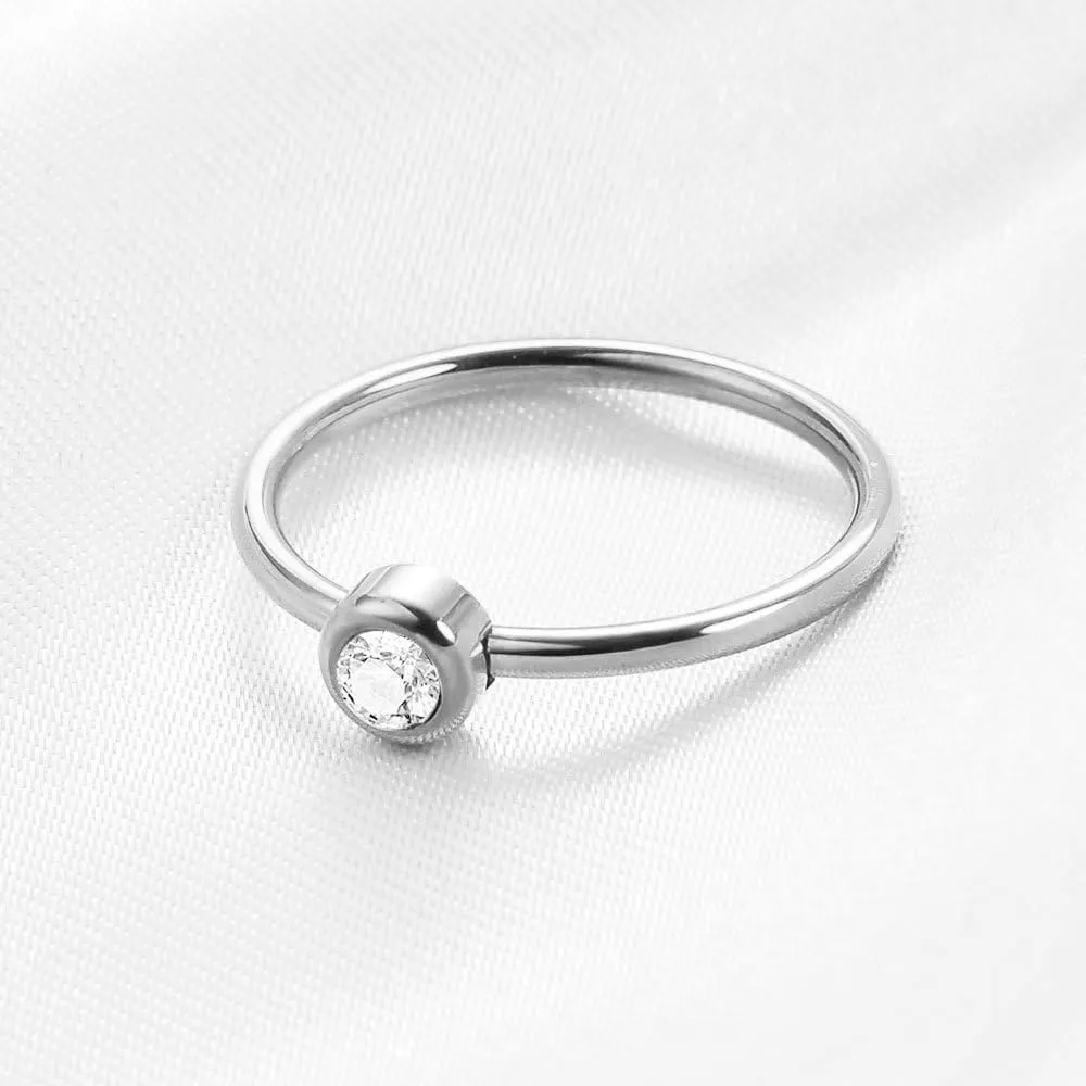 2PCs Stainless Steel Zirconia Wedding Band Set - 2MM Thin Stackable Rings for Women (Silver & Gold, Sizes 5-10)