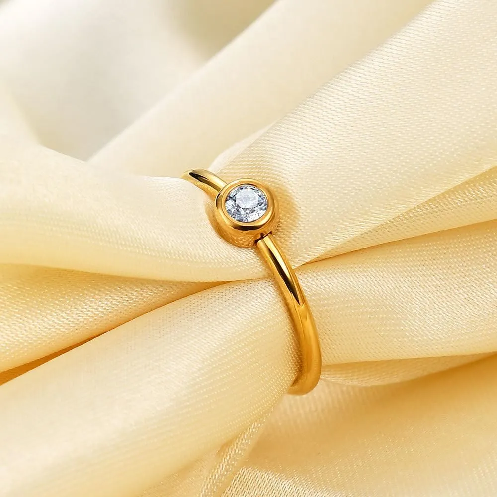 2PCs Stainless Steel Zirconia Wedding Band Set - 2MM Thin Stackable Rings for Women (Silver & Gold, Sizes 5-10)