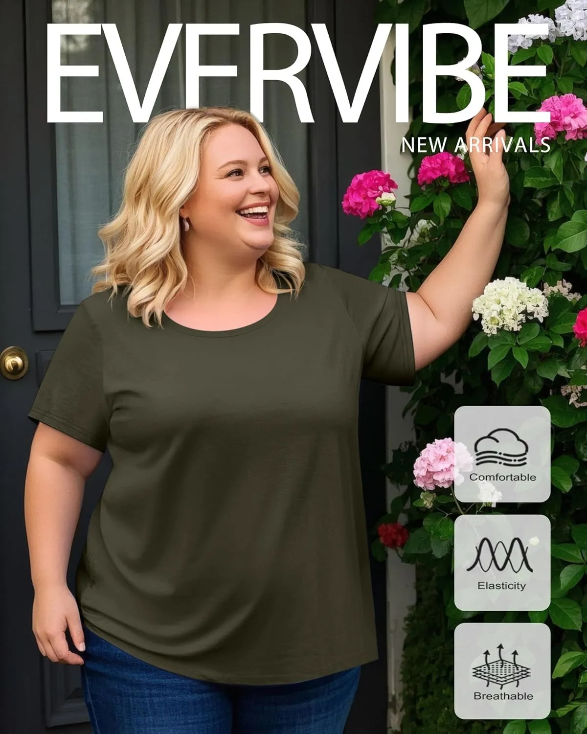 3 Pack Women's Plus Size Cotton Shirts, Scoop Neck Short Sleeve Casual Tops Summer Basic Tunic Tees