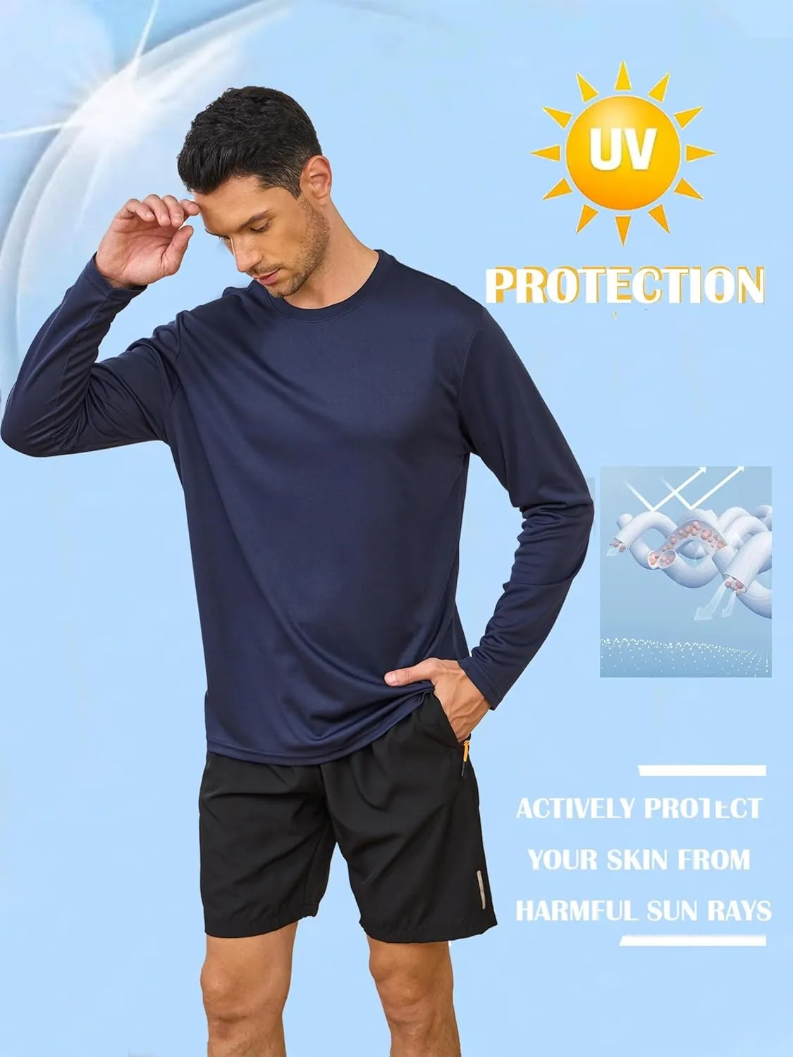 5 Pack Mens Long Sleeve Shirts Quick Dry Moisture Wicking Athletic Running Gym Workout T Shirts