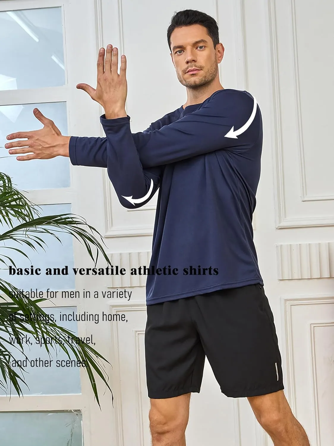 5 Pack Mens Long Sleeve Shirts Quick Dry Moisture Wicking Athletic Running Gym Workout T Shirts