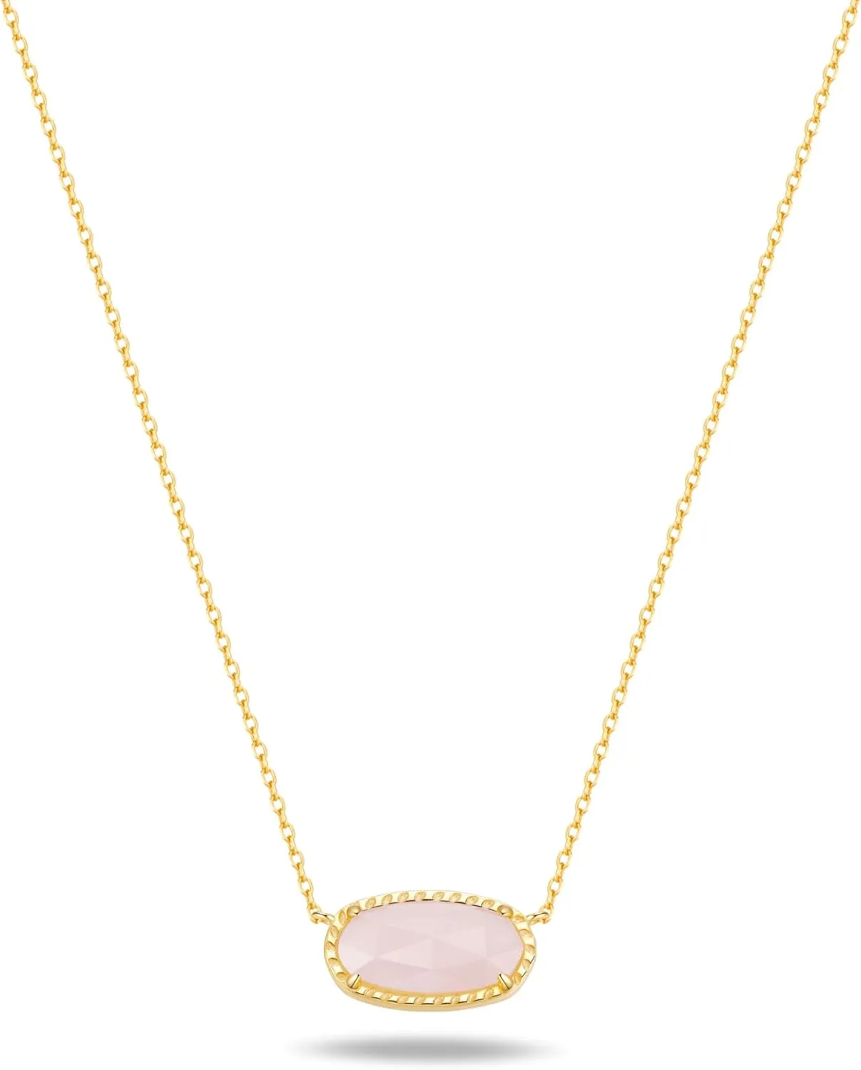 925 Sterling Silver Necklace for Women 18K Gold Necklaces with Natural Rose Quartz Gemstone Elegant Minimalist 18 2" Adjustable Jewelry Gift