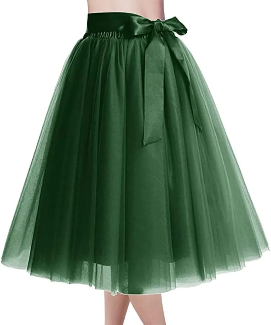 929 - Plus Size Women's A-Line Short Knee Length Tutu Tulle Wedding Prom Skirt