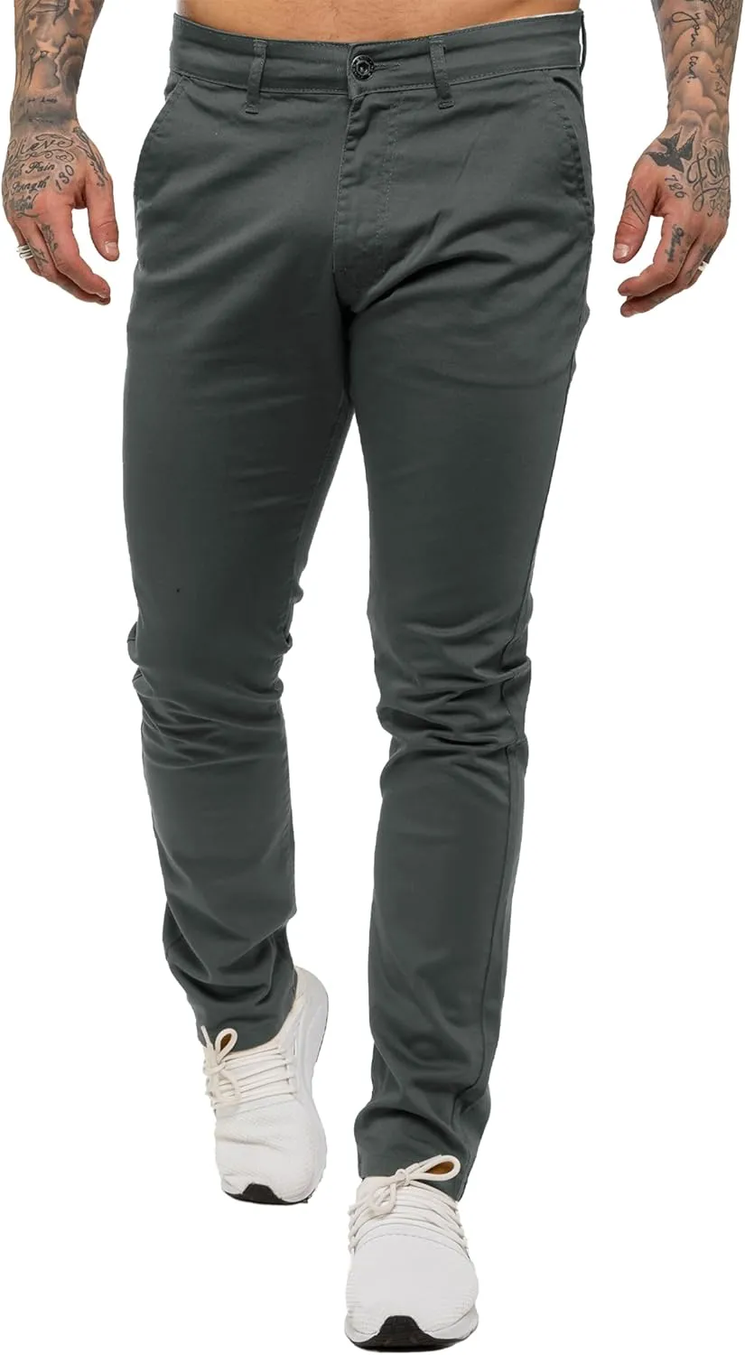 989Z ENZO Mens Slim Fit Stretch Chino Jeans Casual Cotton Trousers Pants