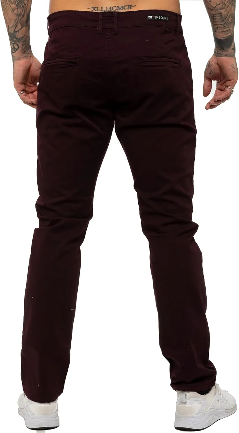 989Z ENZO Mens Slim Fit Stretch Chino Jeans Casual Cotton Trousers Pants
