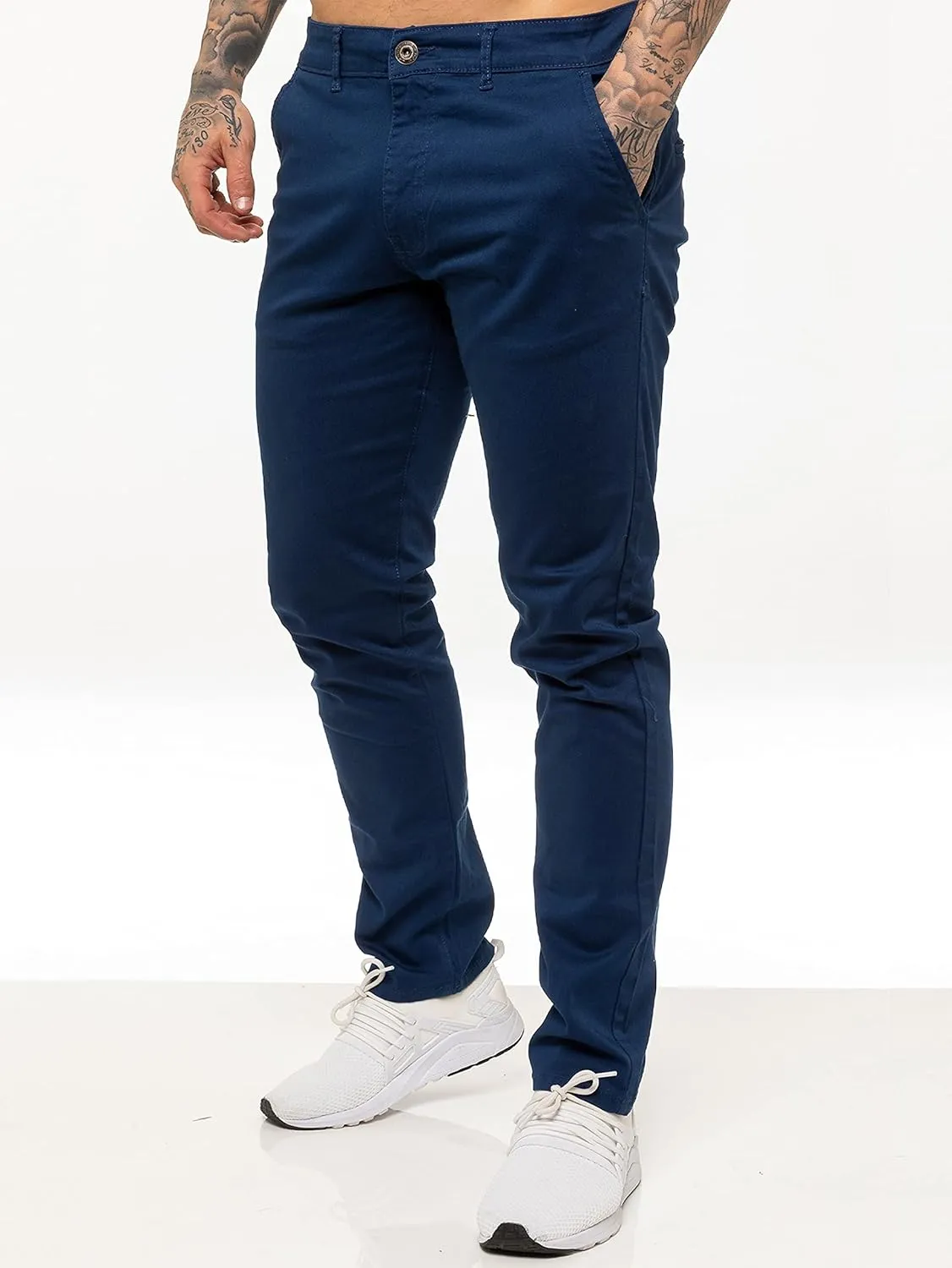 989Z ENZO Mens Slim Fit Stretch Chino Jeans Casual Cotton Trousers Pants