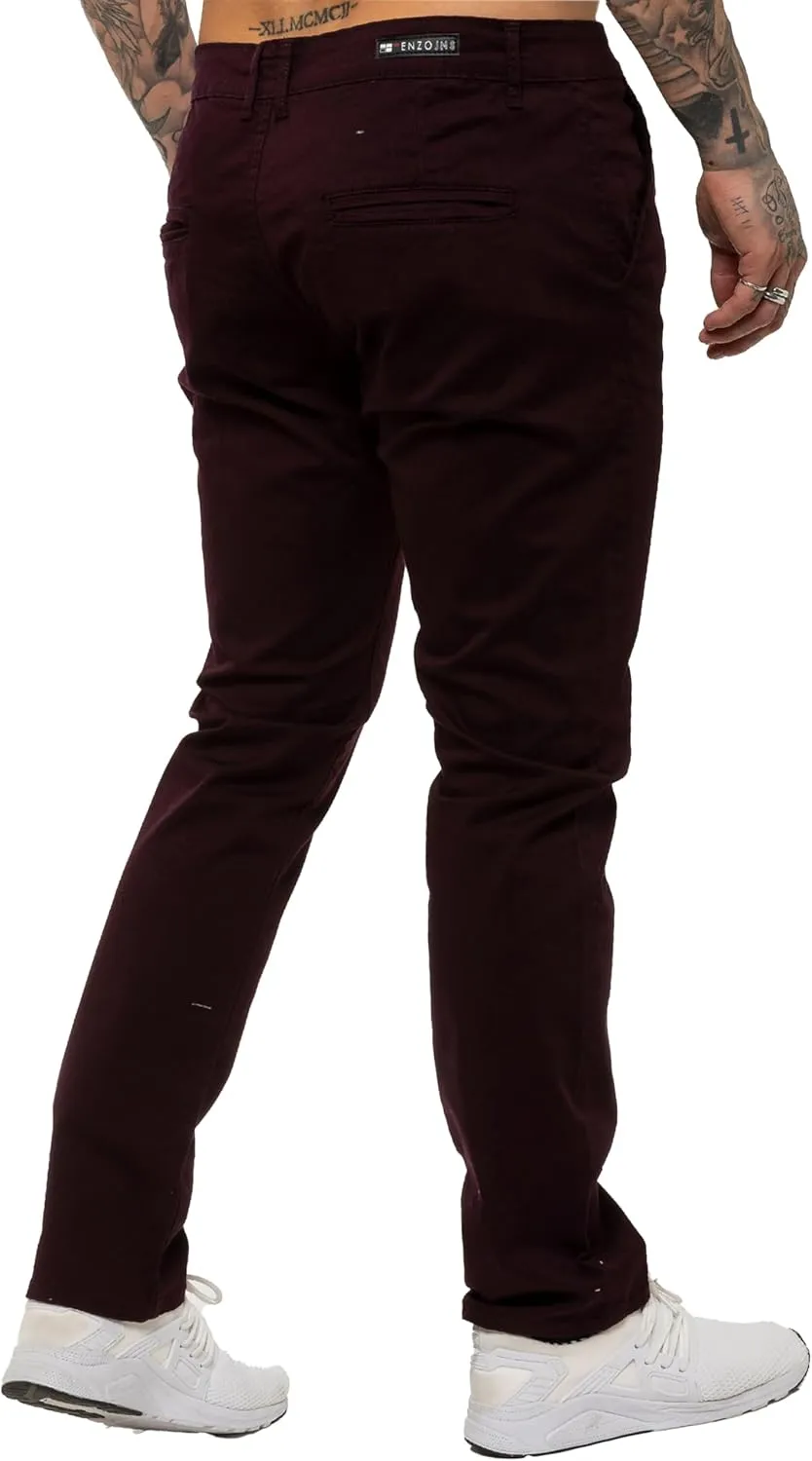 989Z ENZO Mens Slim Fit Stretch Chino Jeans Casual Cotton Trousers Pants