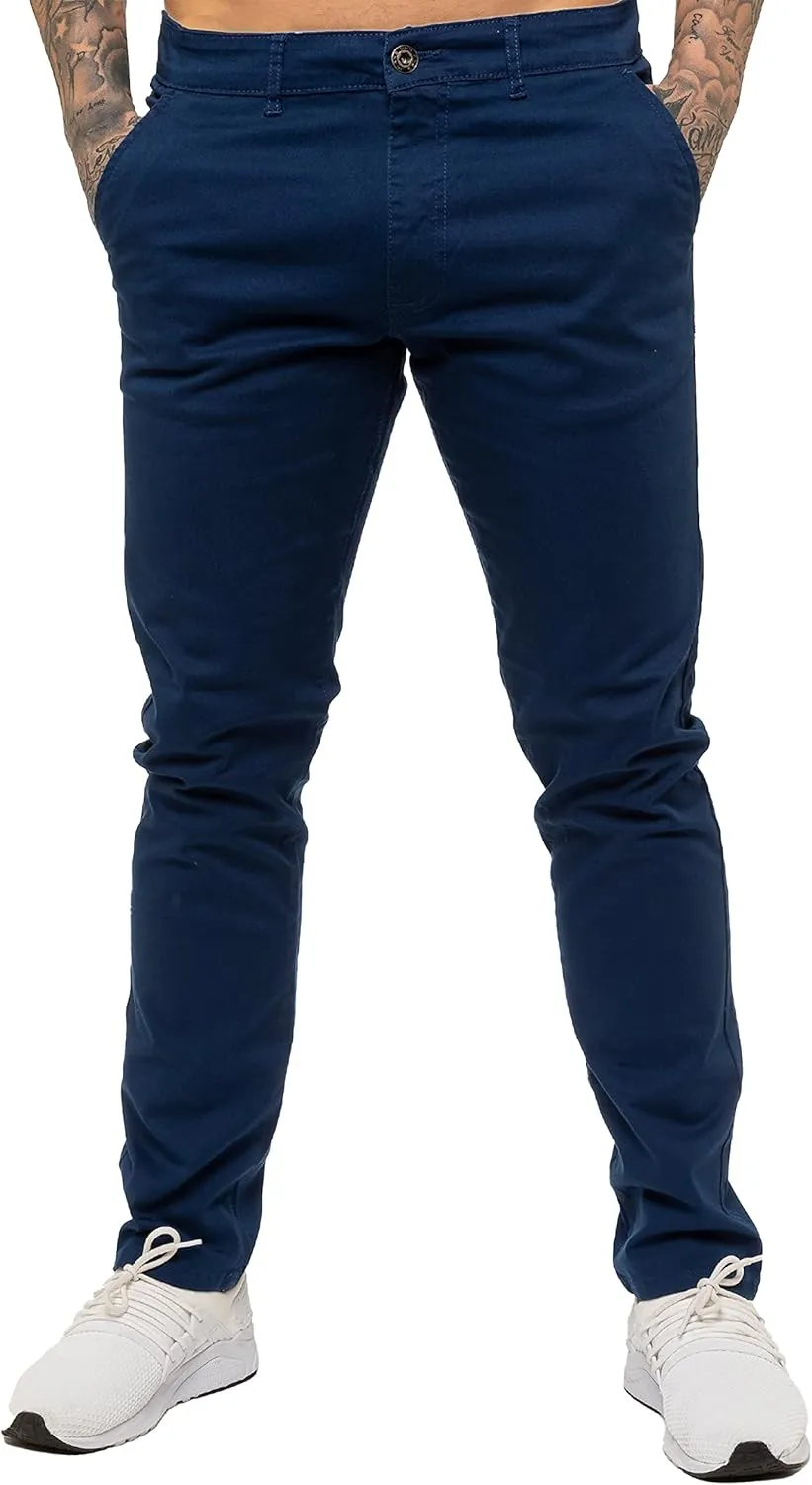 989Z ENZO Mens Slim Fit Stretch Chino Jeans Casual Cotton Trousers Pants