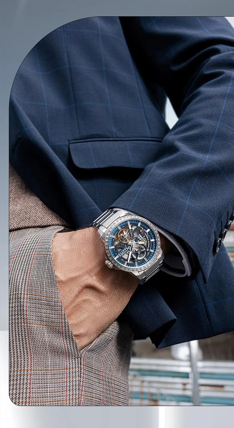 ACHARD BONEST Gatti Mens Automatic Watches 42mm Luxury Mechanical Wristwatch 5ATM Sapphire Mirror Luminous Skeleton Dial