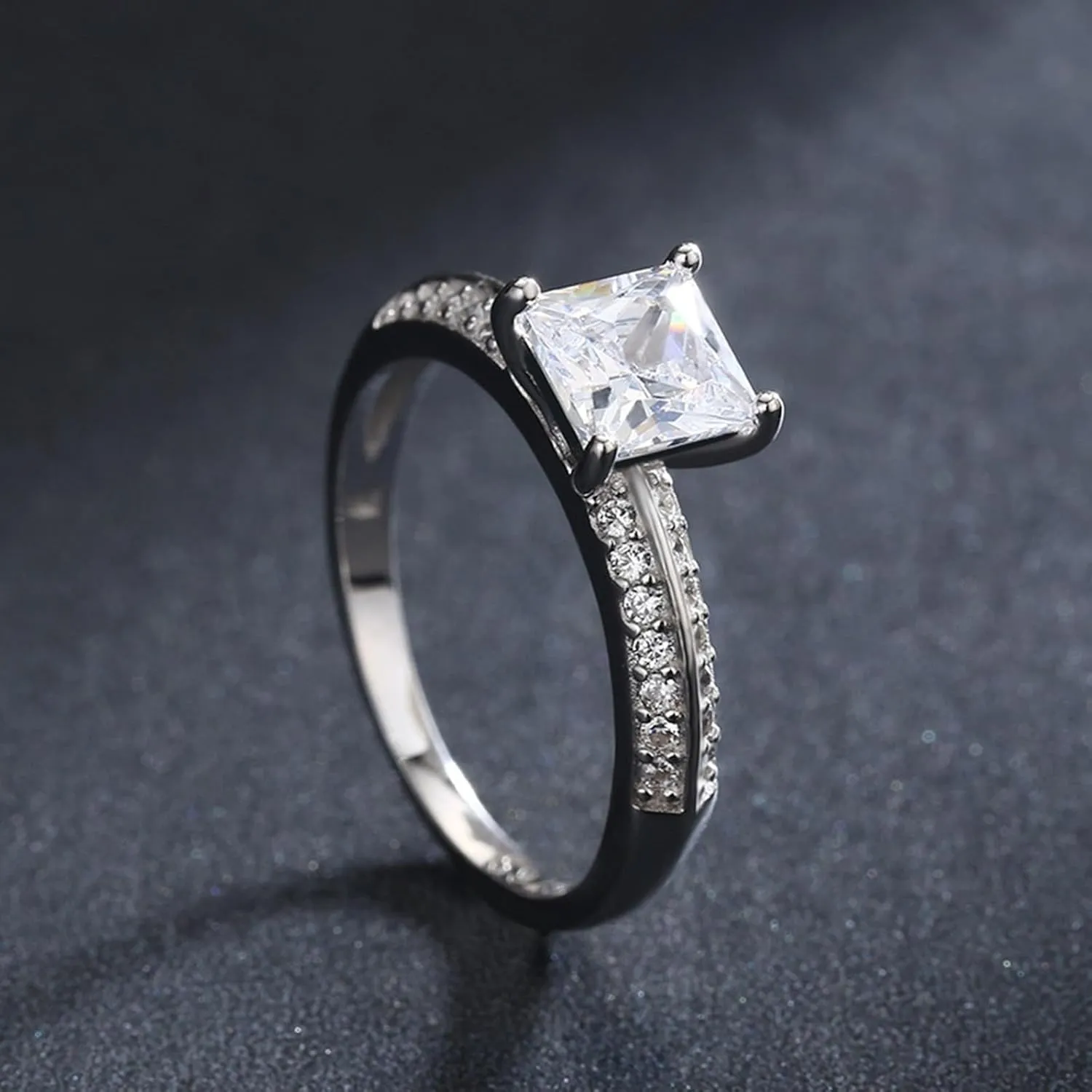 Aesthetic Rings Engagement Rings White Gold 9K/14K White Gold Au375/Au585 Size 6mm Moissanite Stackable for Women Wedding