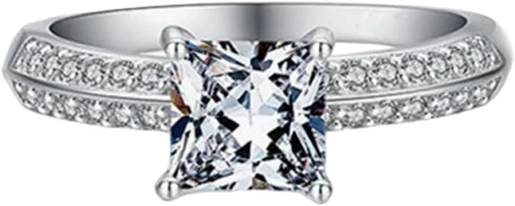 Aesthetic Rings Engagement Rings White Gold 9K/14K White Gold Au375/Au585 Size 6mm Moissanite Stackable for Women Wedding