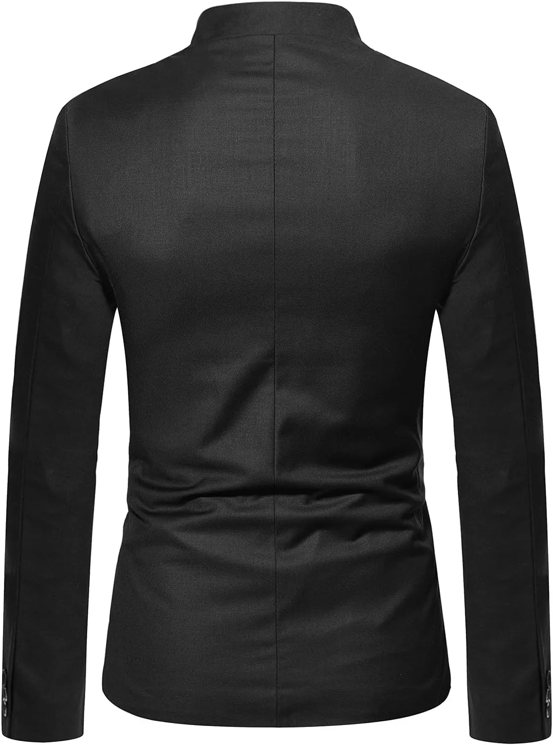 Akklian Men's Chinese Tunic Suits Mandarin Collar Formal Jacket Slim-Fit Front Button Blazer Traditional Uniform Dress Shirt