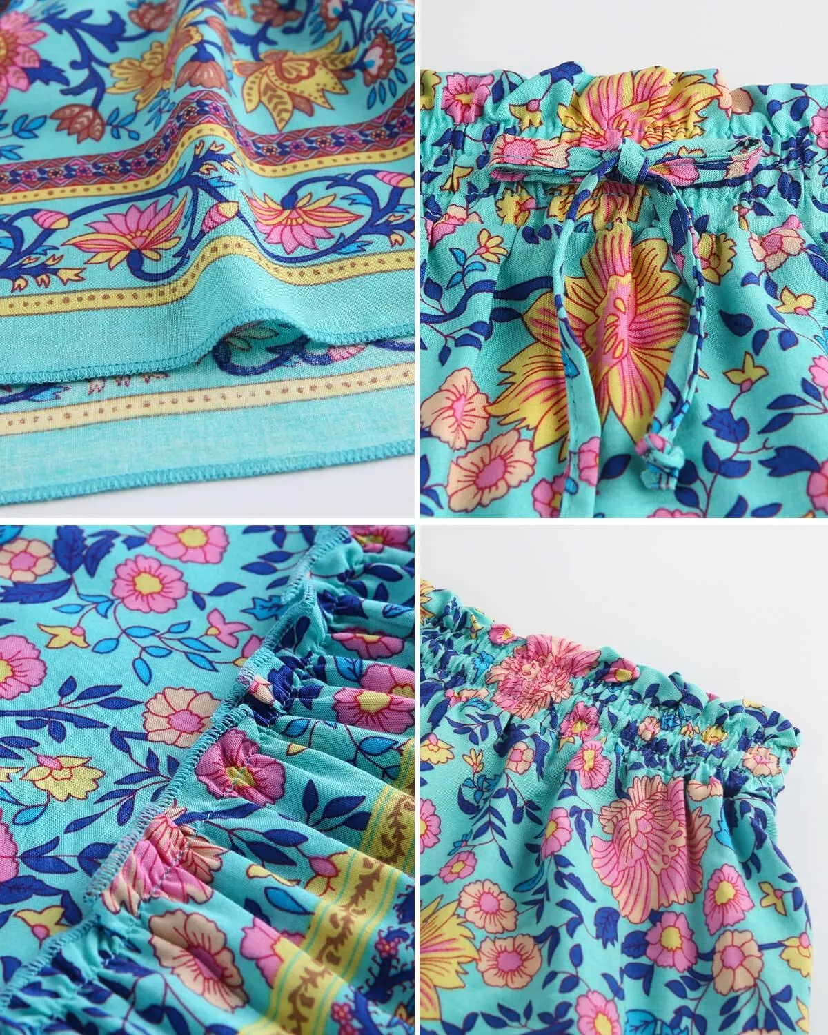 Alelly Women's Summer Cute High Waist Ruffle Skirt Floral Print Swing Beach Mini Skirt