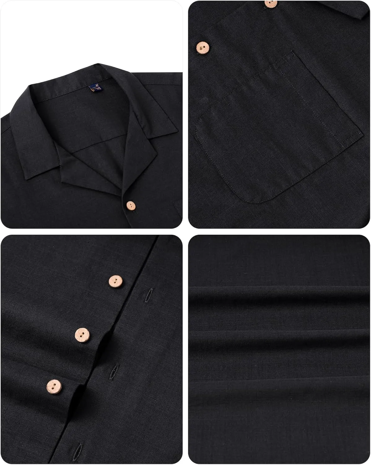 Alimens & Gentle Cuban Linen Shirts for Men Short Sleeve Button Down Shirt Cotton Summer Beach Camp Vacation Hawaiian Shirts
