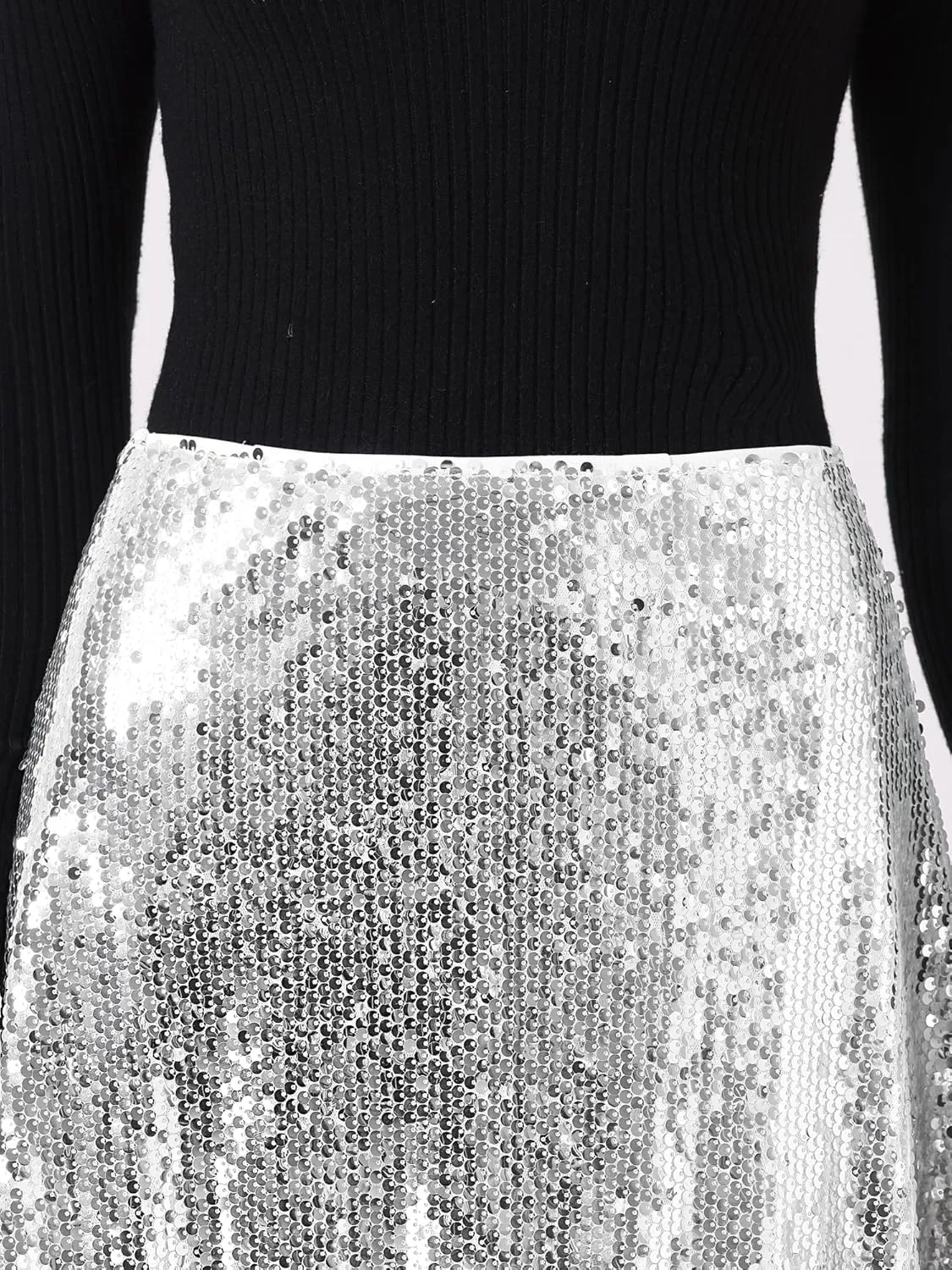 Allegra K Women's Sequin Midi Skirt Sparkly Glitter 2024 Cocktail Party Flare Skirts