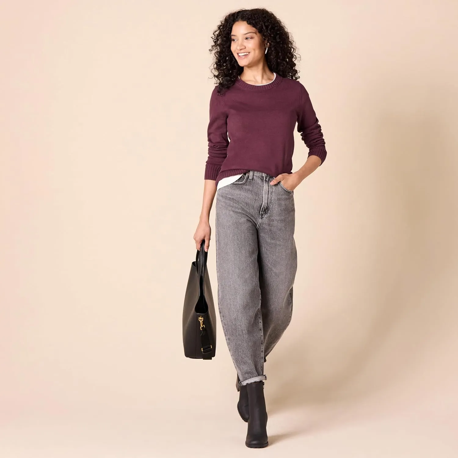 Amazon Essentials Women's Crewneck Sweater, 100% Cotton, Plus Size Available