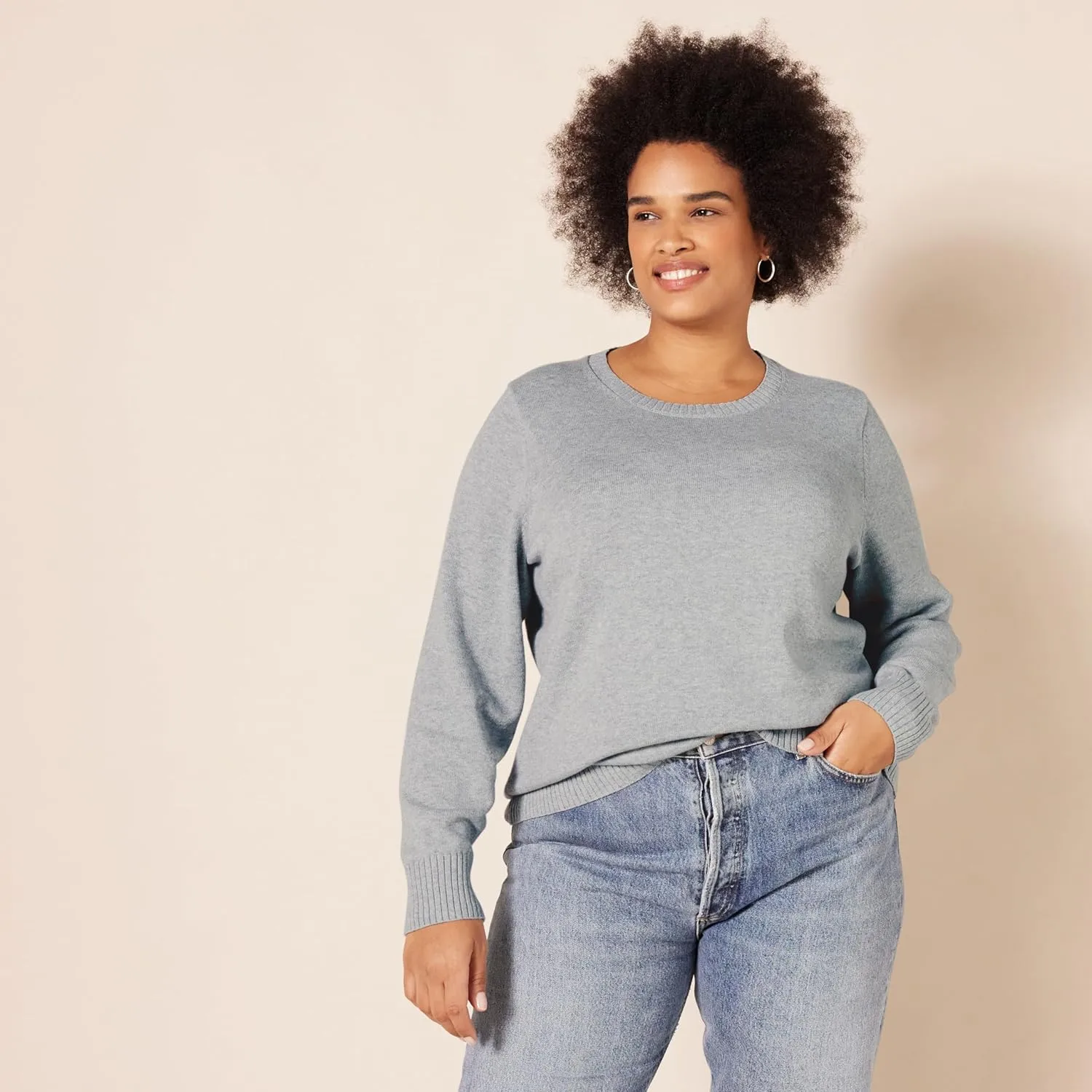 Amazon Essentials Women's Crewneck Sweater, 100% Cotton, Plus Size Available