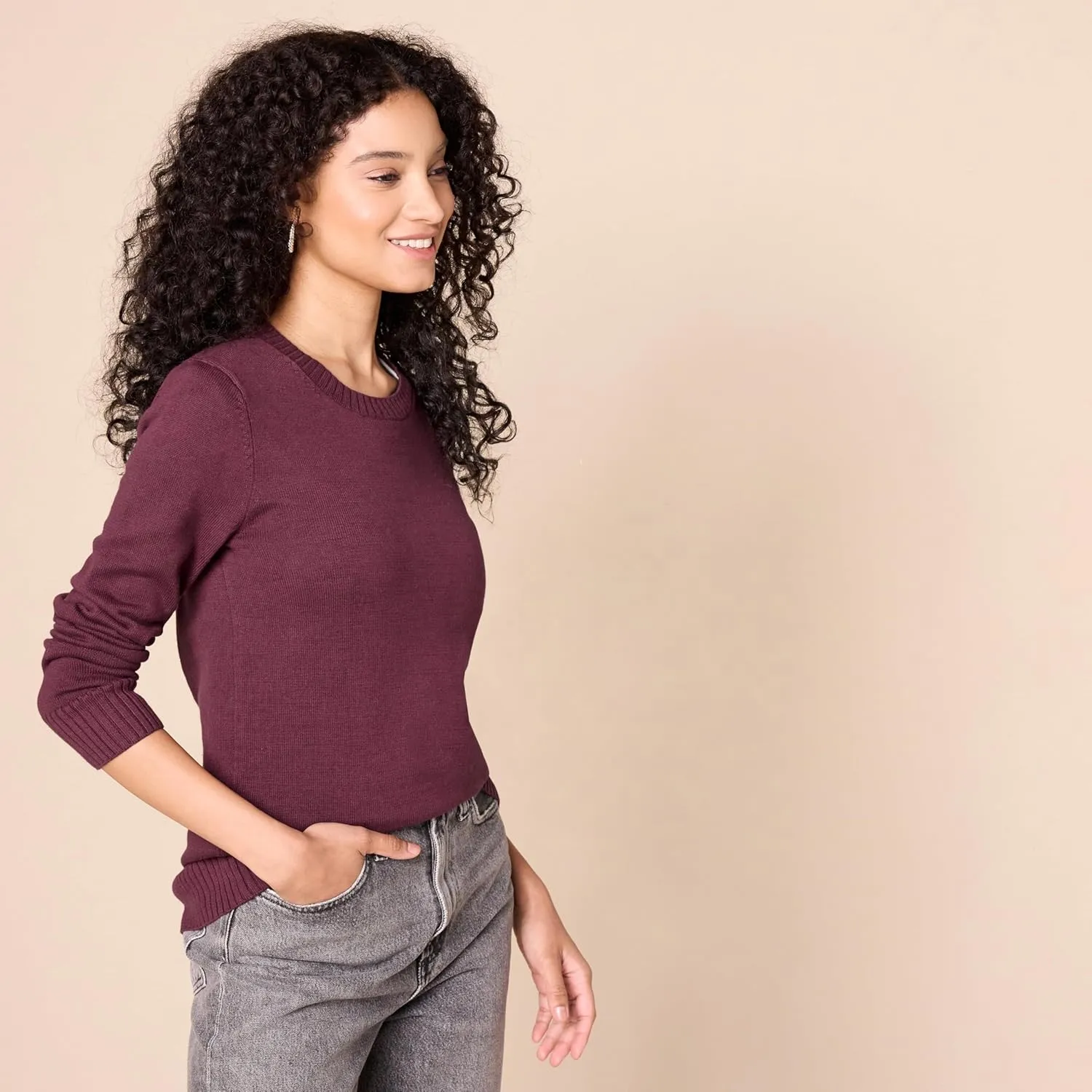 Amazon Essentials Women's Crewneck Sweater, 100% Cotton, Plus Size Available