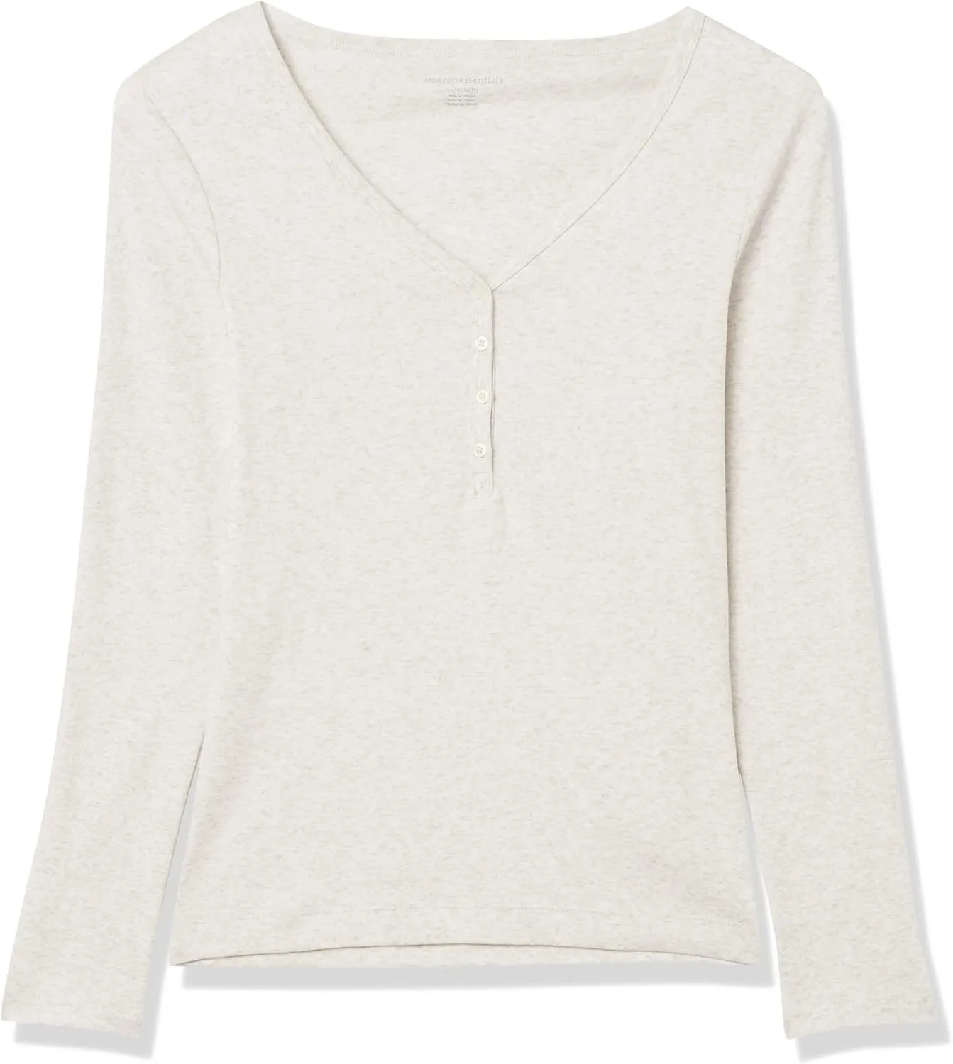 Amazon Essentials Women's Ribbed Knit Long Sleeve Henley Slim Fit T-Shirt
