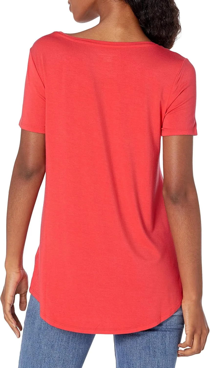 Amazon Essentials Women's Short-Sleeve Scoopneck Tunic, Pack of 2