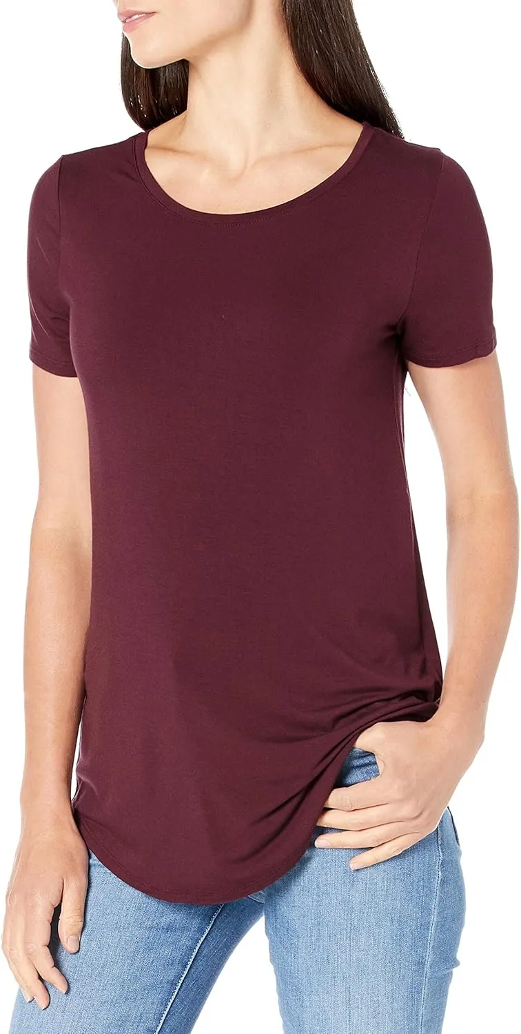 Amazon Essentials Women's Short-Sleeve Scoopneck Tunic, Pack of 2