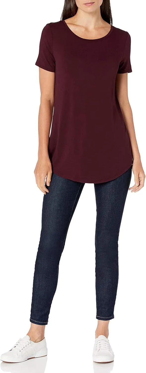 Amazon Essentials Women's Short-Sleeve Scoopneck Tunic, Pack of 2