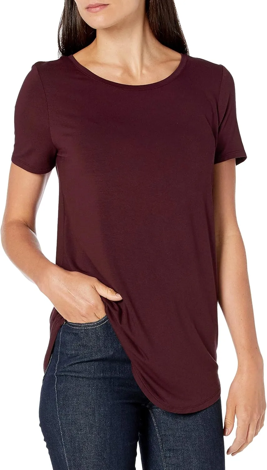 Amazon Essentials Women's Short-Sleeve Scoopneck Tunic, Pack of 2