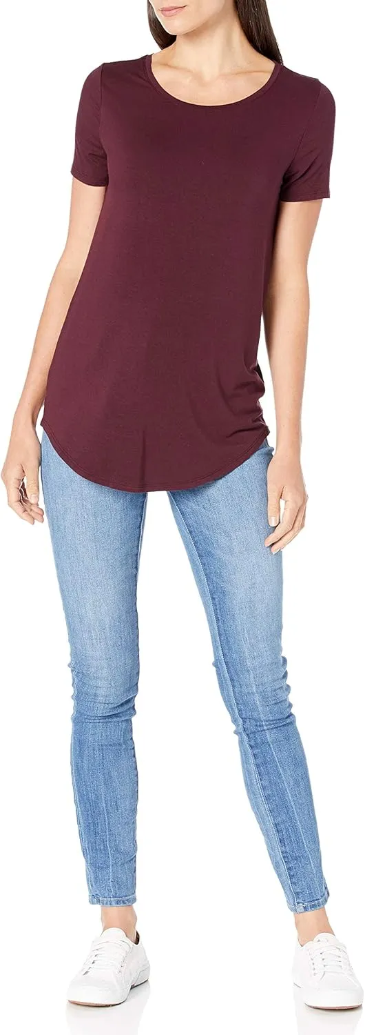 Amazon Essentials Women's Short-Sleeve Scoopneck Tunic, Pack of 2