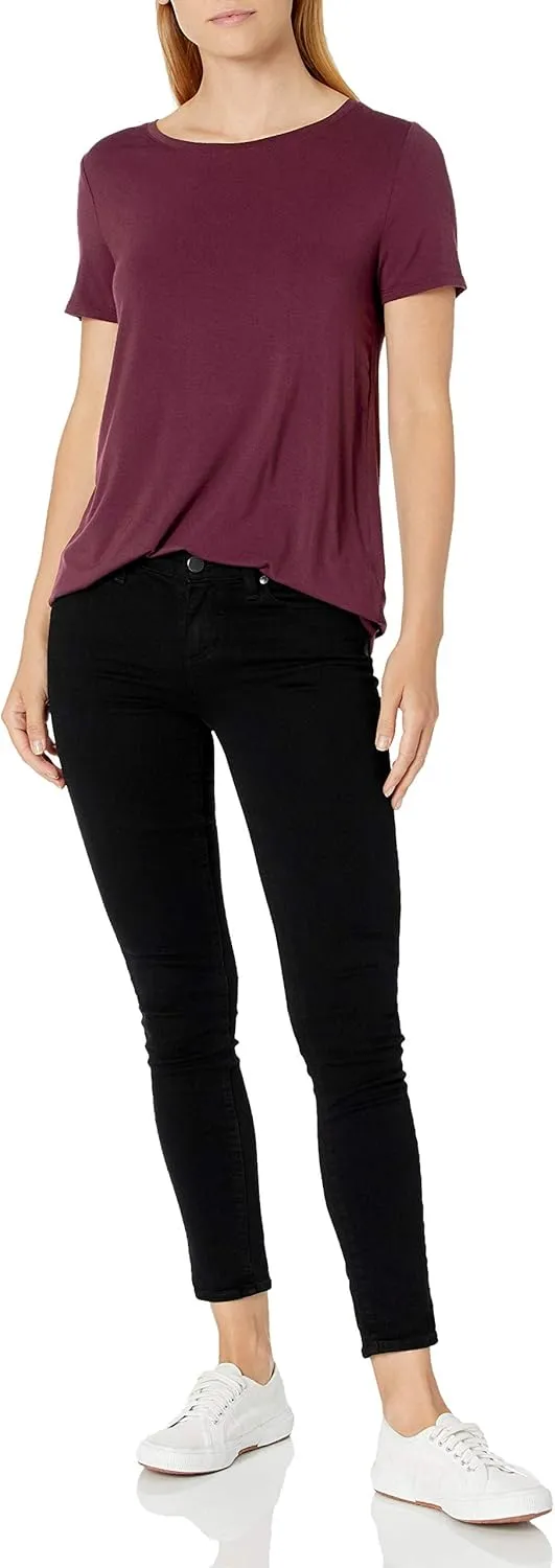 Amazon Essentials Women's Short-Sleeve Scoopneck Tunic, Pack of 2