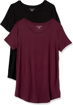 Amazon Essentials Women's Short-Sleeve Scoopneck Tunic, Pack of 2