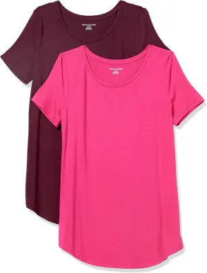 Amazon Essentials Women's Short-Sleeve Scoopneck Tunic, Pack of 2