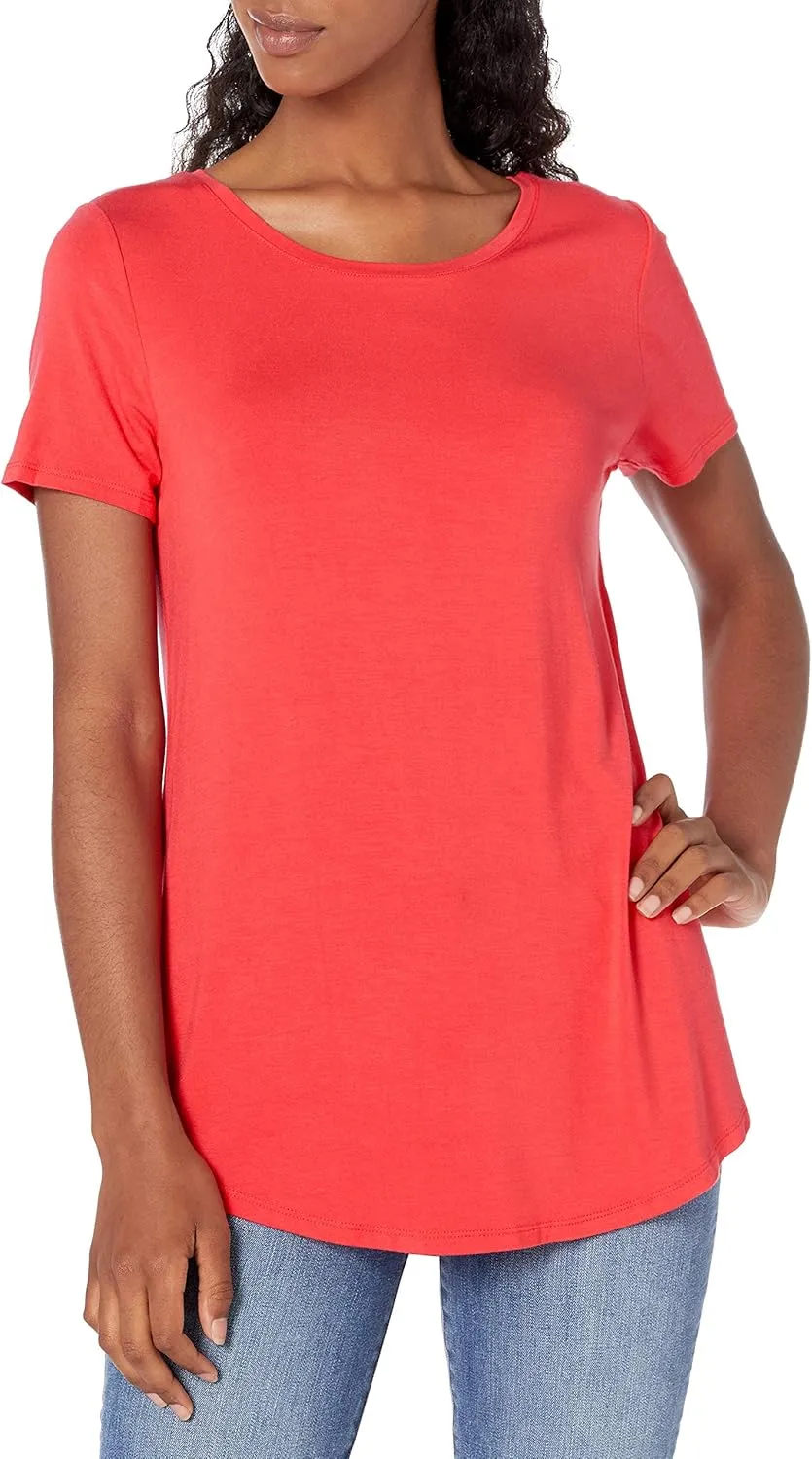 Amazon Essentials Women's Short-Sleeve Scoopneck Tunic, Pack of 2