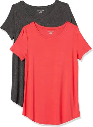 Amazon Essentials Women's Short-Sleeve Scoopneck Tunic, Pack of 2