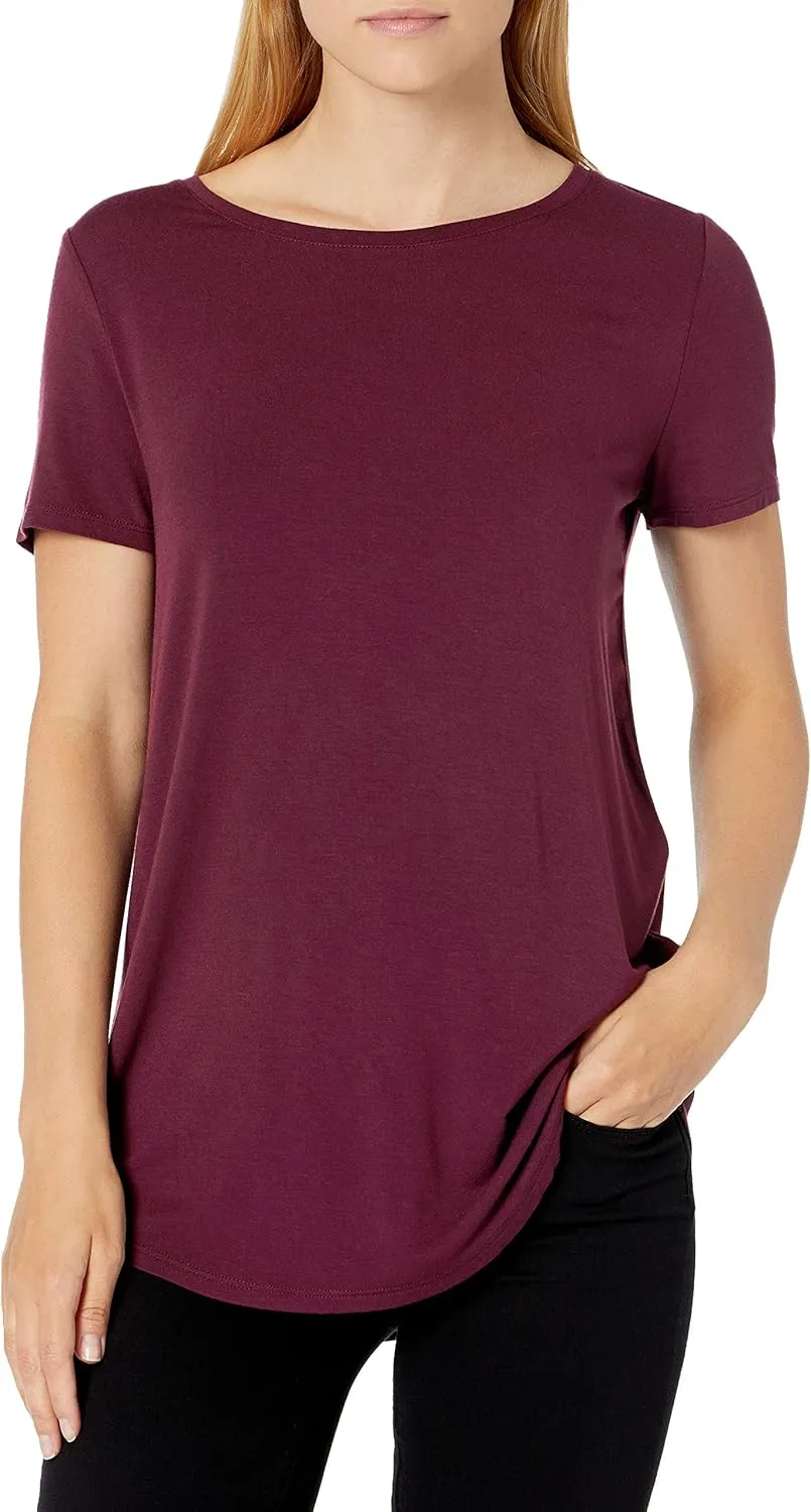 Amazon Essentials Women's Short-Sleeve Scoopneck Tunic, Pack of 2