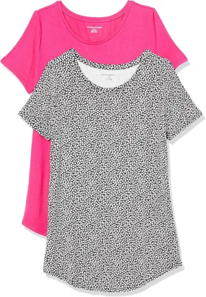 Amazon Essentials Women's Short-Sleeve Scoopneck Tunic, Pack of 2