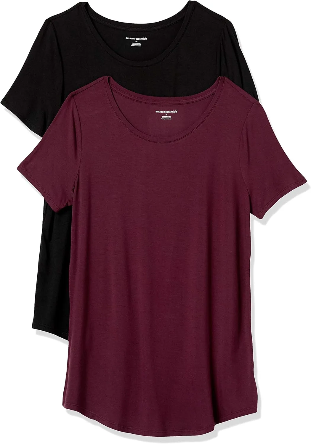 Amazon Essentials Women's Short-Sleeve Scoopneck Tunic, Pack of 2