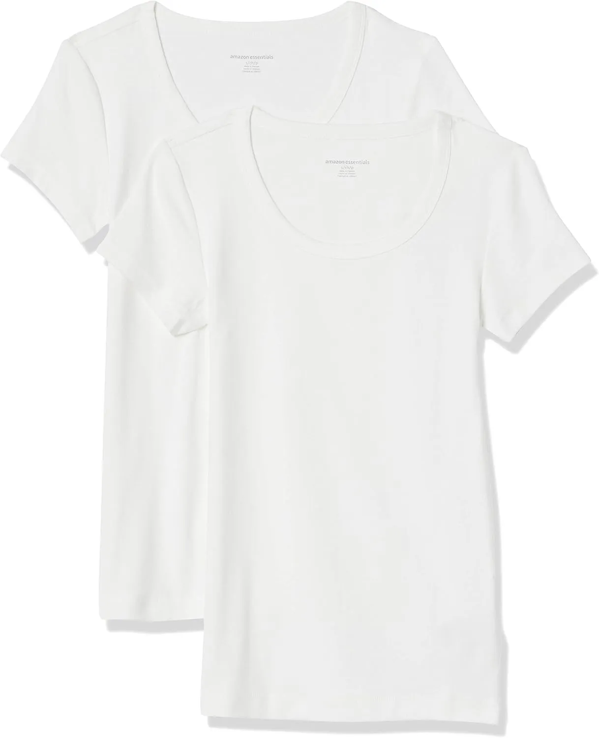 Amazon Essentials Women's Slim-Fit Cap-Sleeve Scoop Neck T-Shirt, Pack of 2