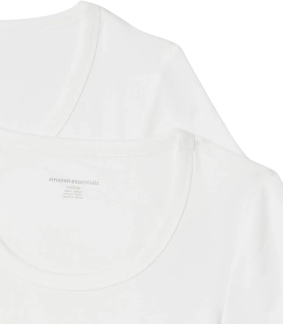 Amazon Essentials Women's Slim-Fit Cap-Sleeve Scoop Neck T-Shirt, Pack of 2