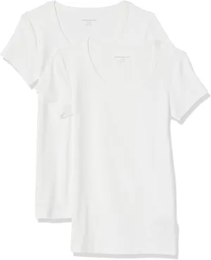 Amazon Essentials Women's Slim-Fit Cap-Sleeve Scoop Neck T-Shirt, Pack of 2
