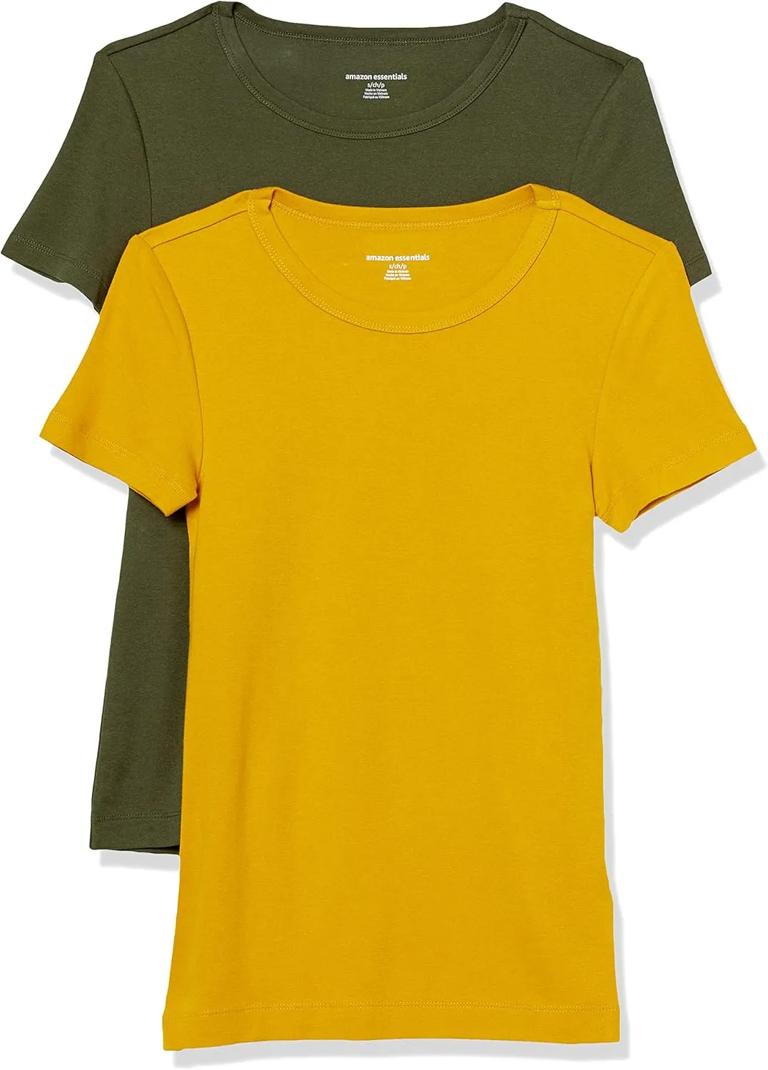 Amazon Essentials Women's Slim-Fit Short-Sleeve Crewneck T-Shirt, Pack of 2