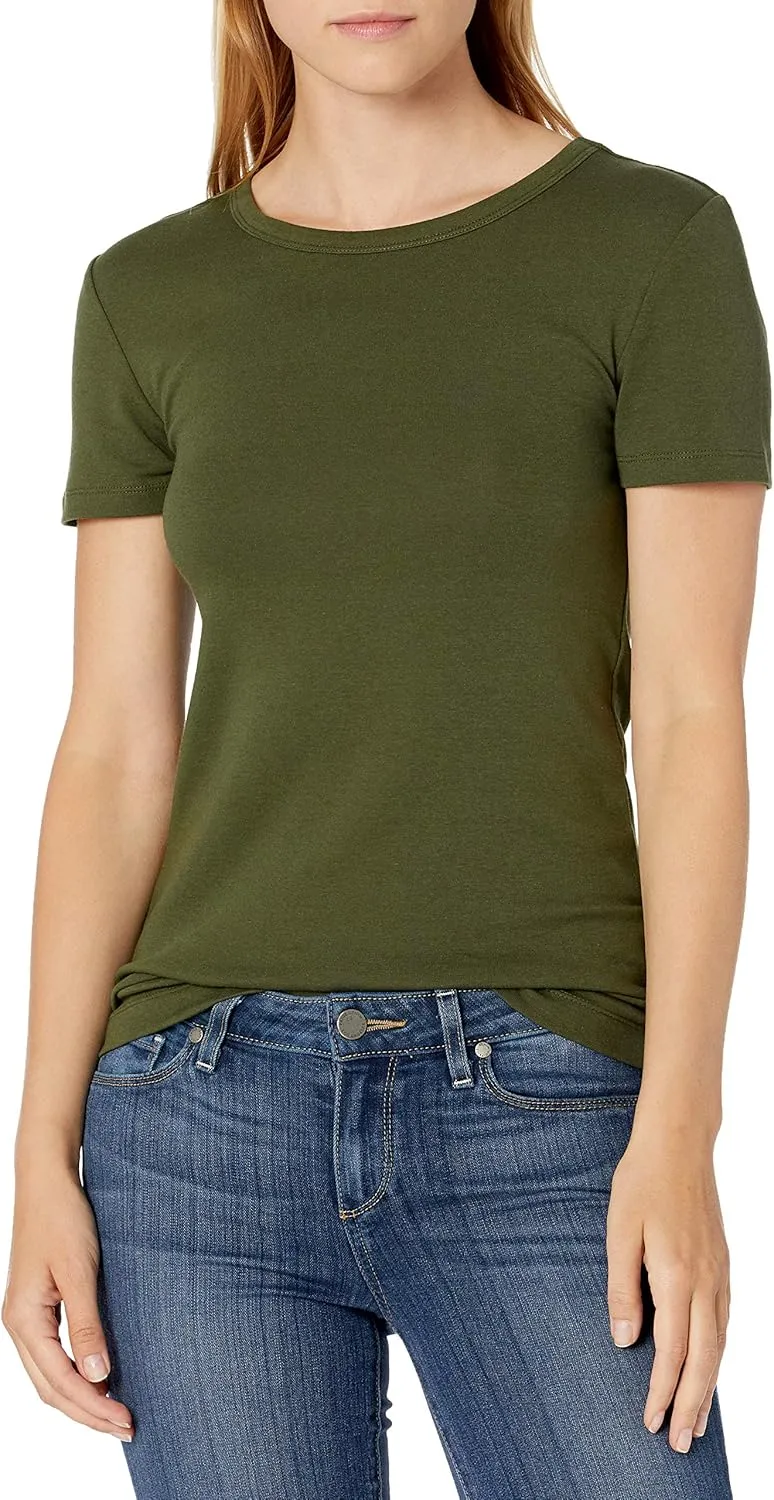 Amazon Essentials Women's Slim-Fit Short-Sleeve Crewneck T-Shirt, Pack of 2