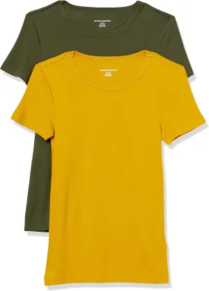 Amazon Essentials Women's Slim-Fit Short-Sleeve Crewneck T-Shirt, Pack of 2