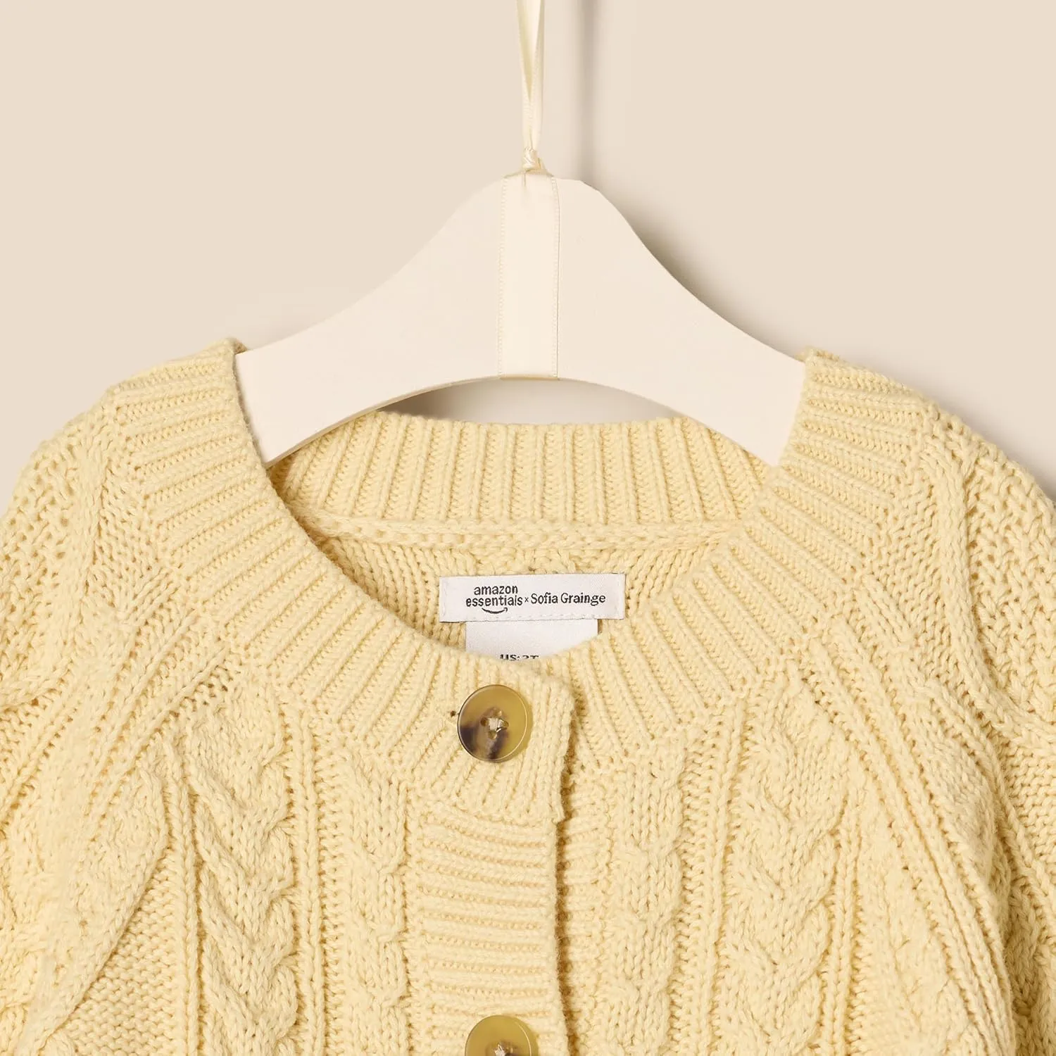 Amazon Essentials x Sofia Grainge Unisex Toddlers and Babies' Fisherman Cardigan Sweater