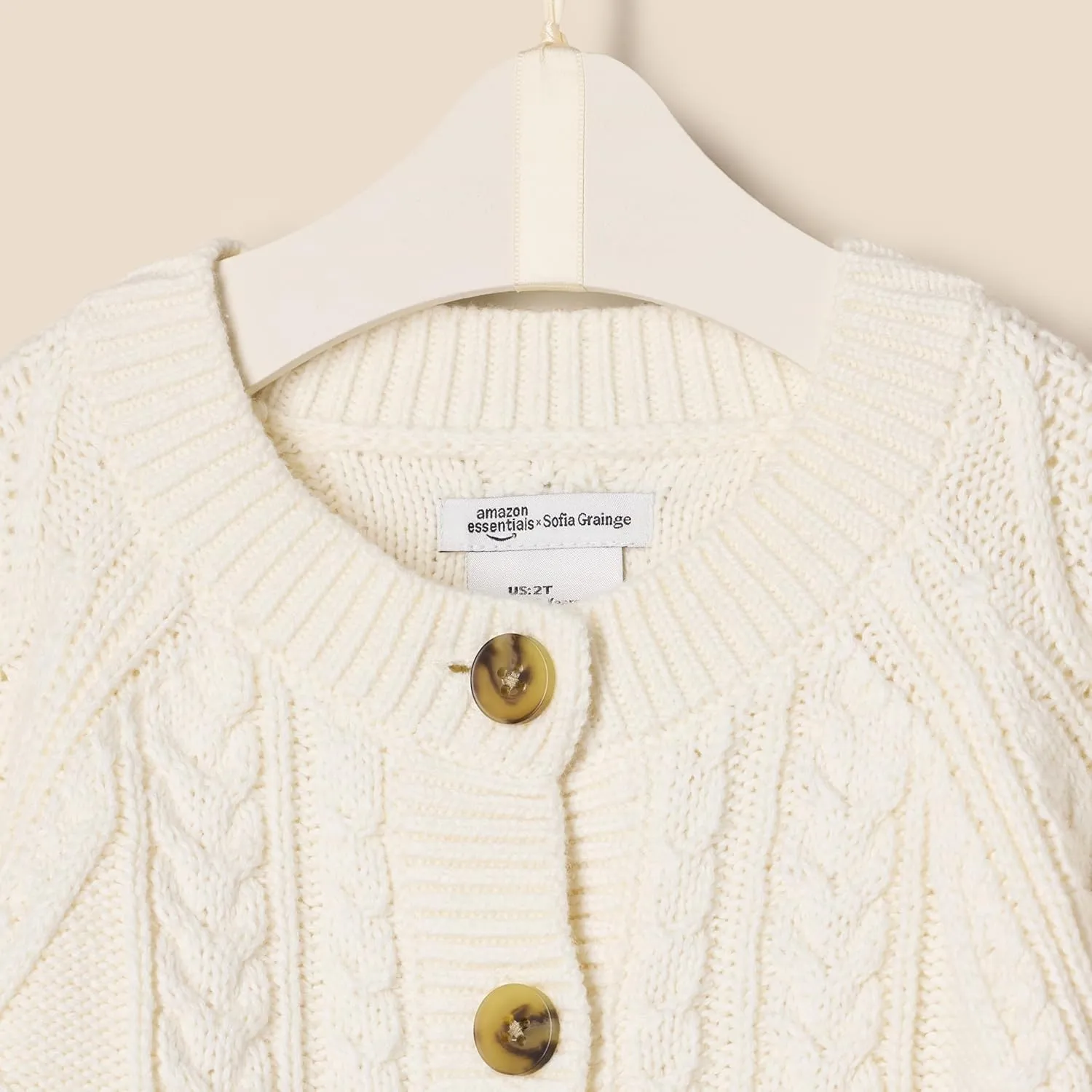 Amazon Essentials x Sofia Grainge Unisex Toddlers and Babies' Fisherman Cardigan Sweater