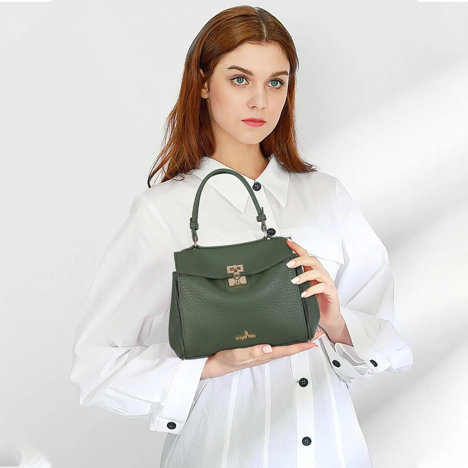 Angel Kiss Small Top Handle Satchel Purses and Handbags for Women Soft Vegan Leather Tote Shoulder Bag