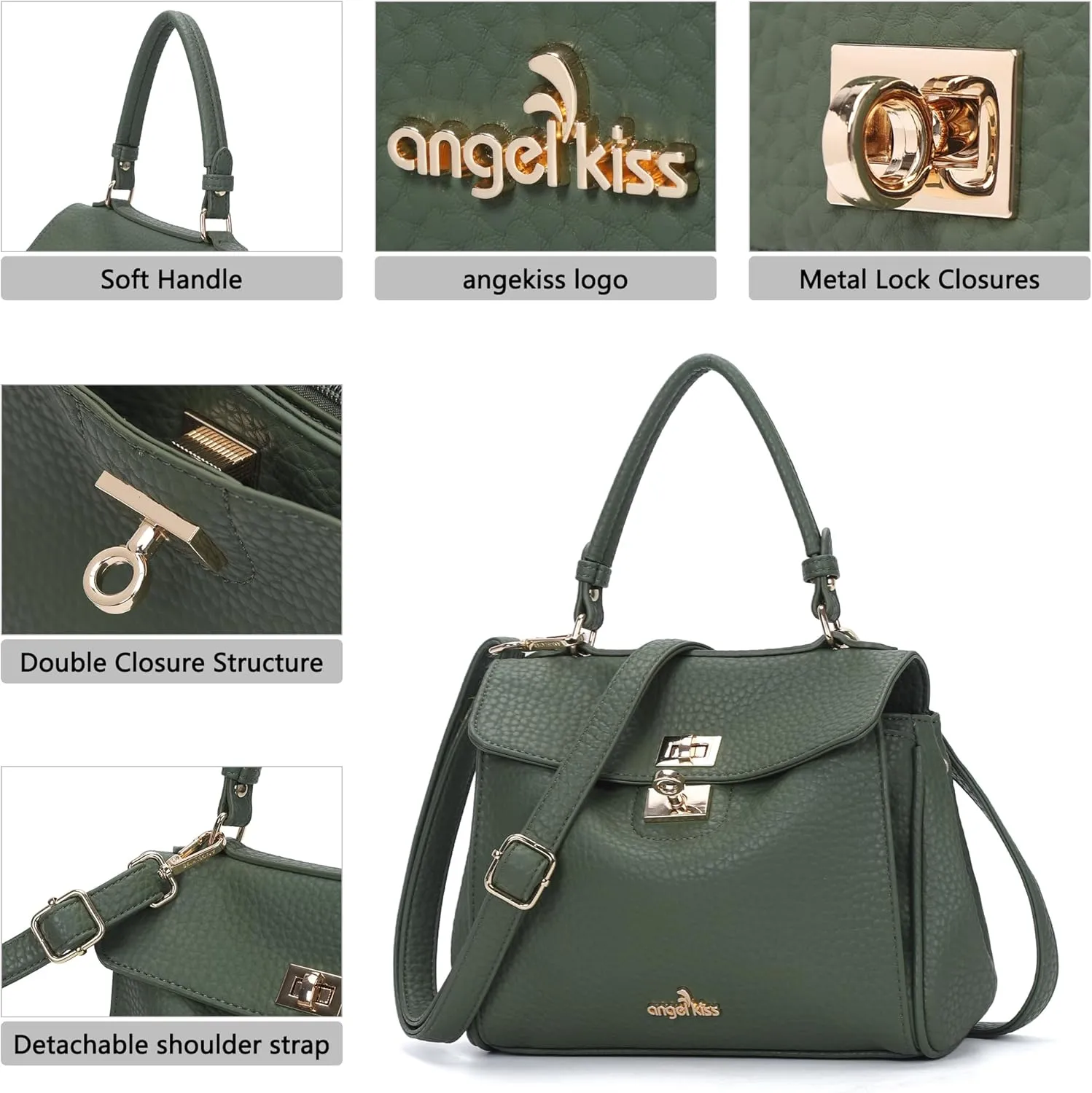 Angel Kiss Small Top Handle Satchel Purses and Handbags for Women Soft Vegan Leather Tote Shoulder Bag